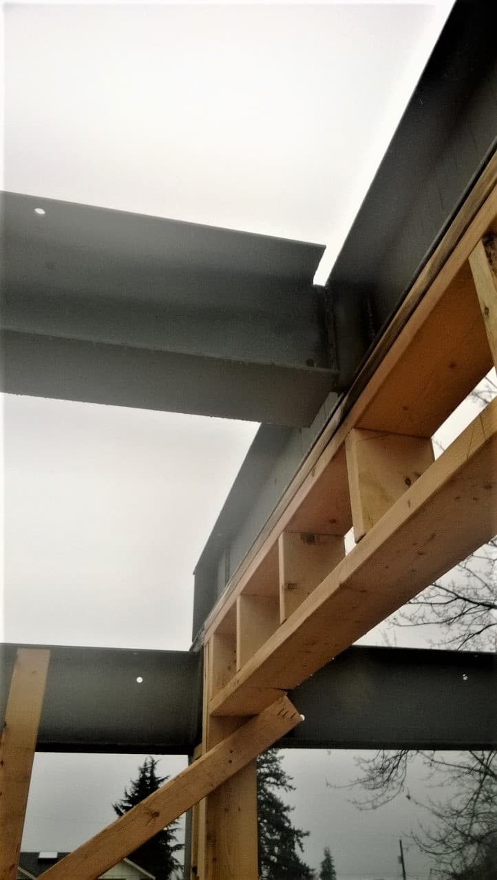Structural steel detail at Ancell project by Harewood Construction